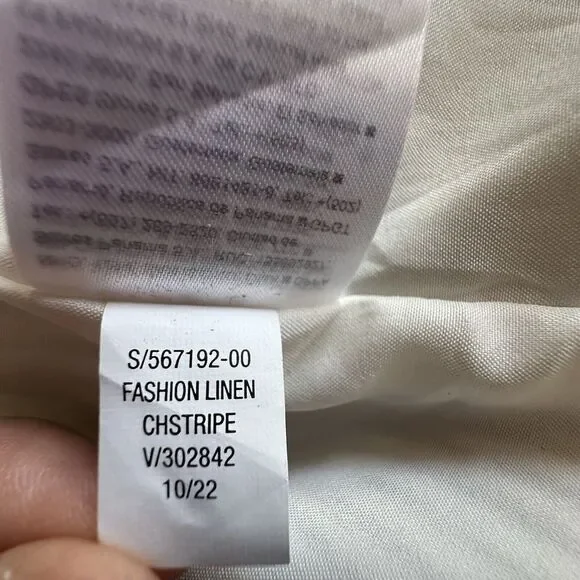 NWT Old Navy Linen Blend Blazer Jacket Large Striped Double Breasted Black White - Picture 11 of 13